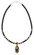 Southwestern Multicolor Genuine Sterling Silver Pendant And Bead Necklace Set WX77667